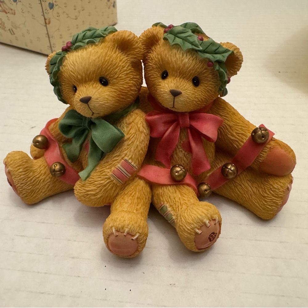 Enesco Cherished Teddies Box – Cream, Blue, Red Accents